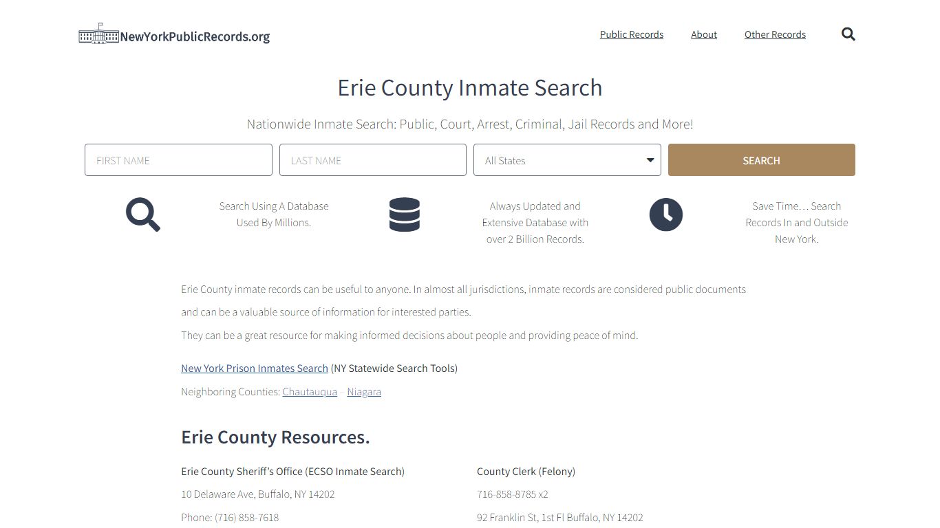 Erie County Inmate Search - ECSO Current & Past Jail Records